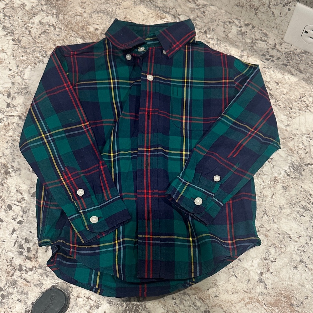 Plaid Kids J&J Shirt in Green and Blue